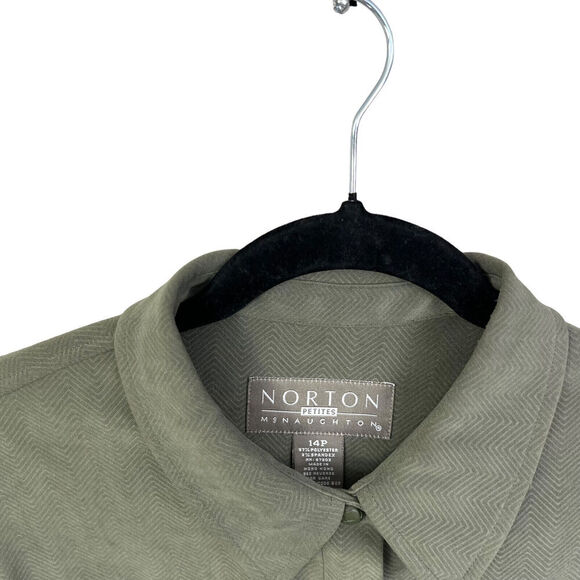 Norton Mcnaughton Petites Jacket Collared Button Up Flap Pockets Green Women 14P - Picture 4 of 6